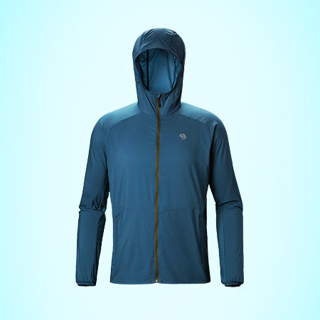 Kor Preshell jacket over a blue gradient glow background