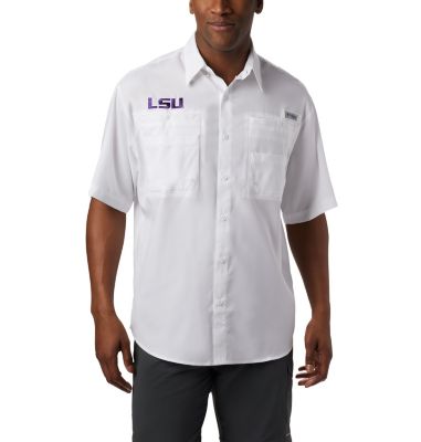 Columbia Men's Collegiate PFG Tamiami  Short Sleeve Shirt - LSU-