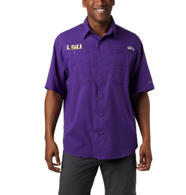 Columbia Men's Collegiate PFG Tamiami  Short Sleeve Shirt - LSU-