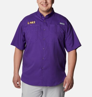 Columbia Men's Collegiate PFG Tamiami  Short Sleeve Shirt - Big - LSU-