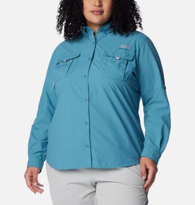 Columbia Women's PFG Bahama Long Sleeve - Plus Size - 1X - Blue