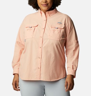 Columbia Women's PFG Bahama Long Sleeve - Plus Size - 1X - Orange