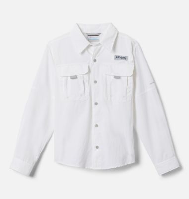Columbia Boys PFG Bahama Long Sleeve Shirt - XS - White