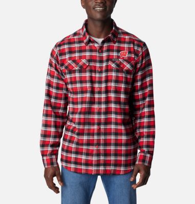 Columbia Men's Collegiate Flare Gun  Flannel Long Sleeve Shirt - Wisconsin-