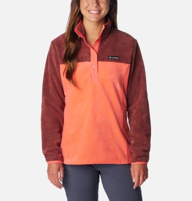Columbia Women's Benton Springs 1/2 Snap Pullover - L - Red