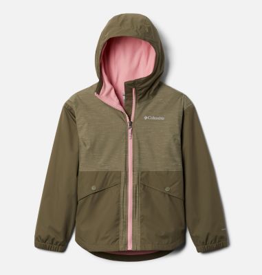 Columbia Girls' Rainy Trails Fleece Lined Jacket - XL - Green