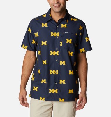 Columbia Men's Collegiate PFG Super Slack Tide  Shirt - Michigan-