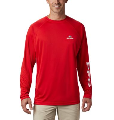 Columbia Men's Collegiate PFG Terminal Tackle  Long Sleeve Shirt - Tall - Georgia-