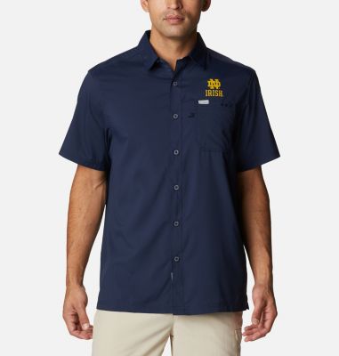 Columbia Men's Collegiate PFG Slack Tide  Camp Shirt - Notre Dame-