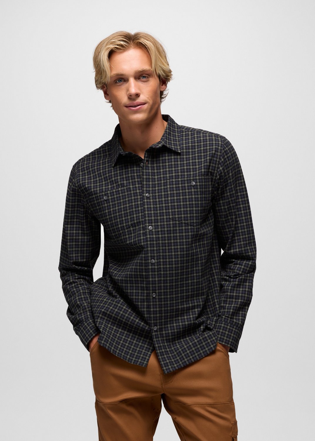 Mens prAna Dolberg Flannel Shirt - Spruce