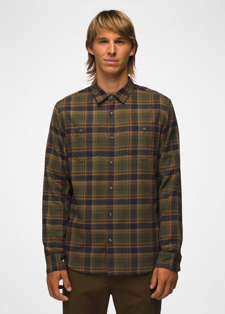 Mens prAna Dolberg Flannel Shirt - Cargo Green