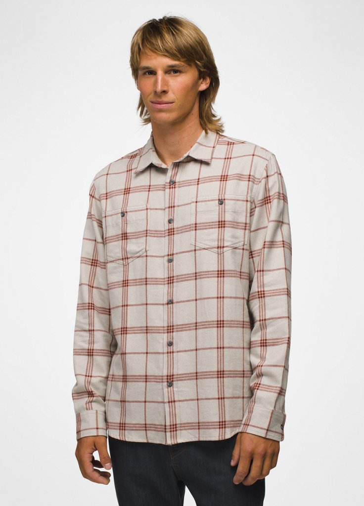 Mens prAna Dolberg Flannel Shirt - Chalk