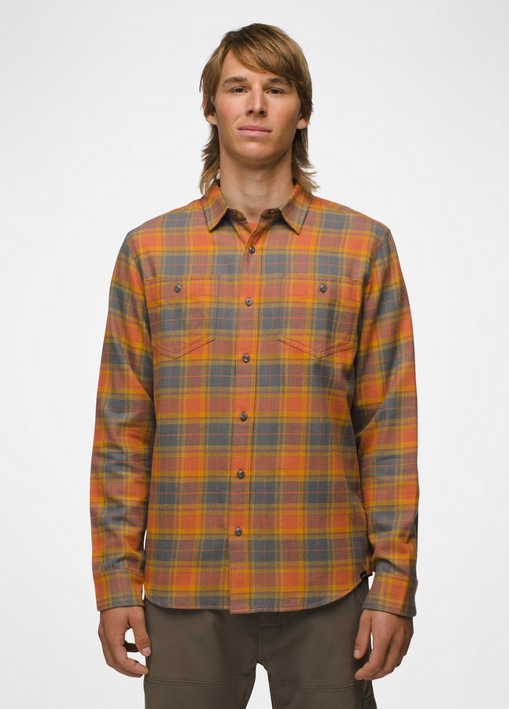 Mens prAna Dolberg Flannel Shirt - Terracotta