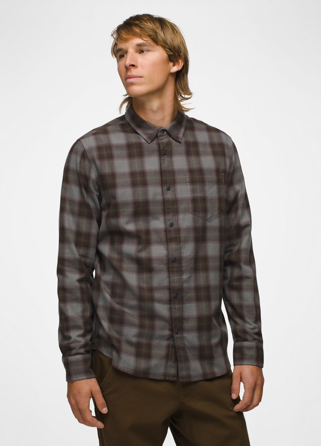 Mens prAna Los Feliz Flannel Shirt - Flint