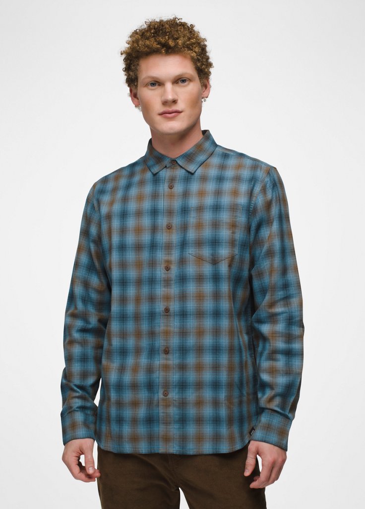 Mens prAna Los Feliz Flannel Shirt - Rich Earth