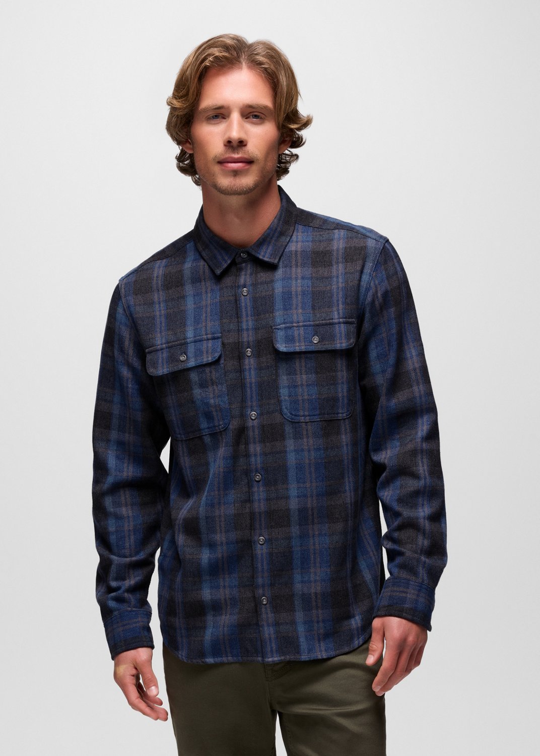 Mens prAna Westbrook Flannel Shirt - Capulet Blue
