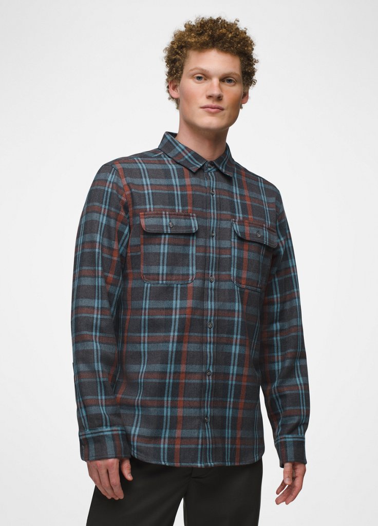 Mens prAna Westbrook Flannel Shirt - Coal