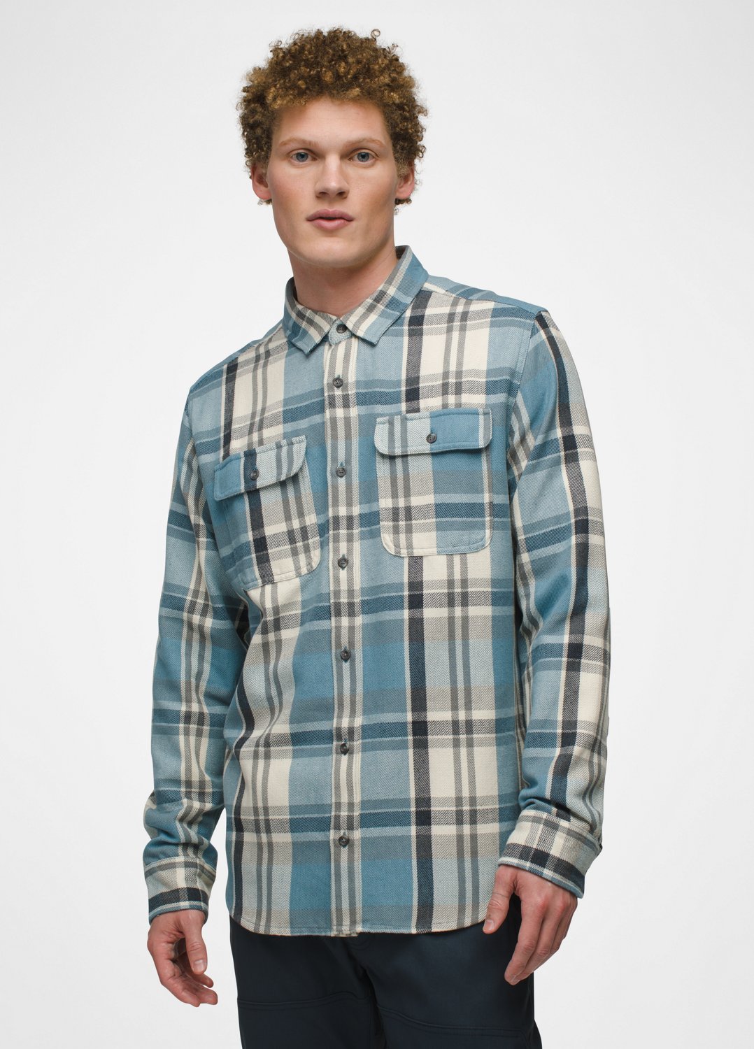 Mens prAna Westbrook Flannel Shirt - High Tide