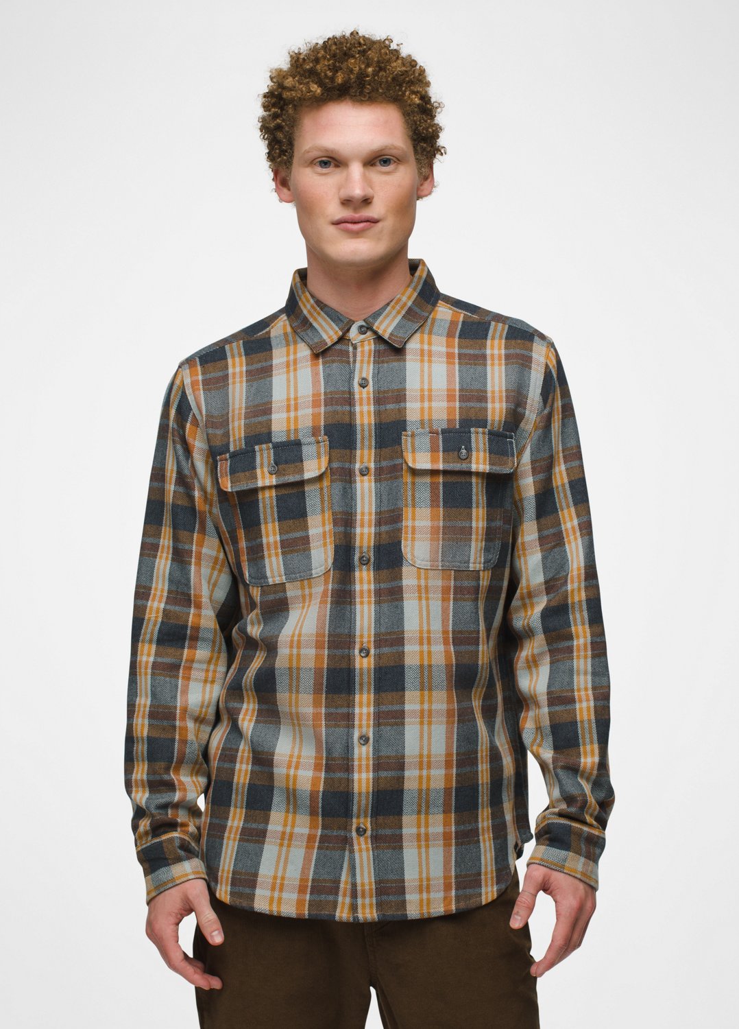 Mens prAna Westbrook Flannel Shirt - Lunar