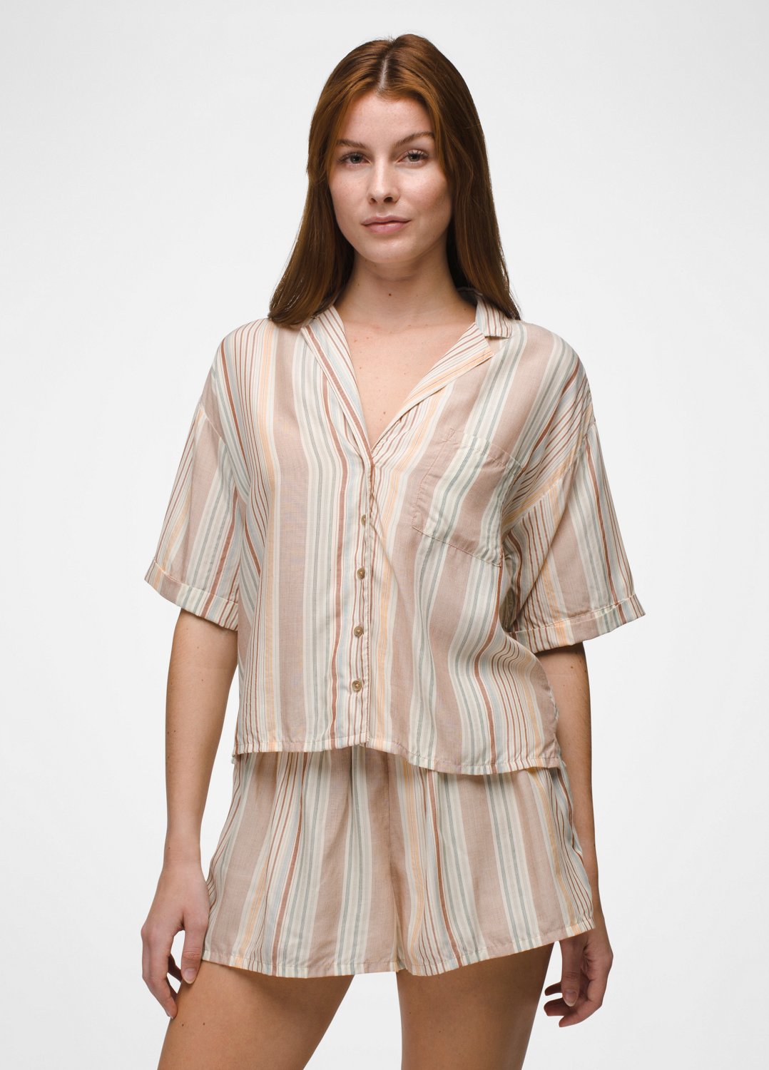 Womens prAna Iguala Top - Clay Stripe