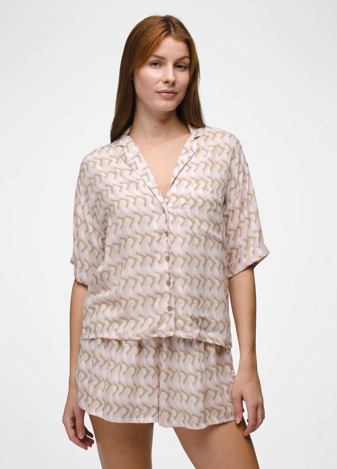 Womens prAna Iguala Top - Willow Retro Geo