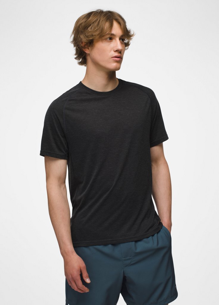 Mens prAna Mission Trails Short Sleeve Tee - Black Heather