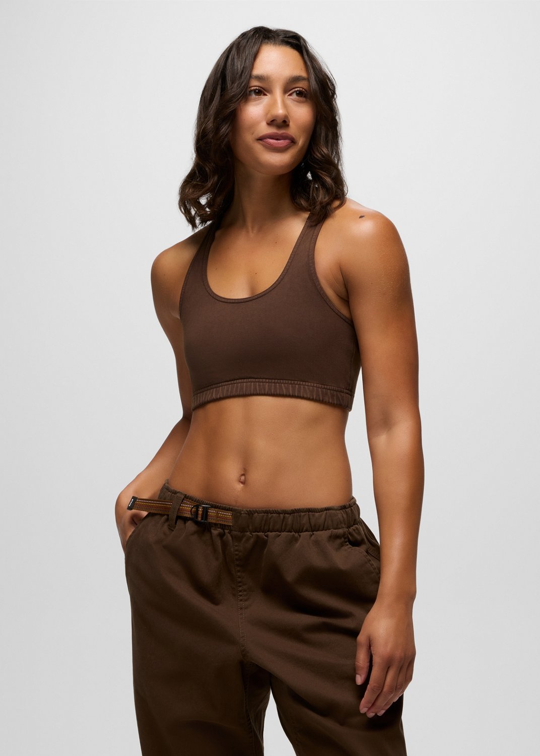 Womens prAna Tornado Bra - Dark Roast