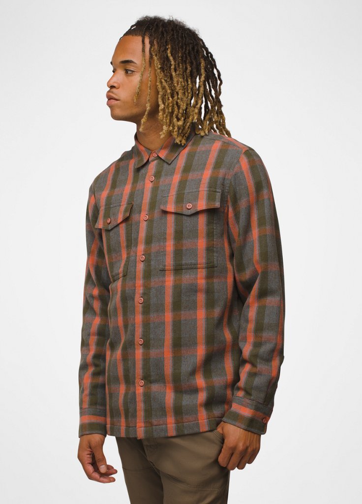 Mens prAna Copper Skies Lined Flannel - Terracotta