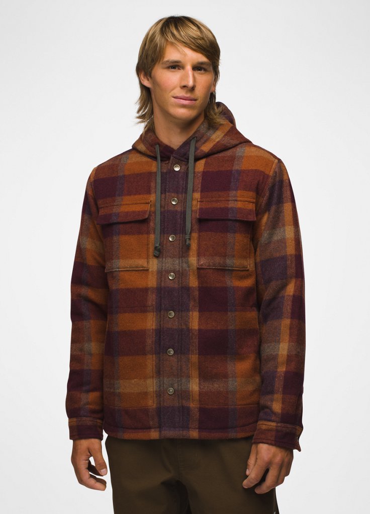 Mens prAna Asgard Hooded Flannel - Crimson