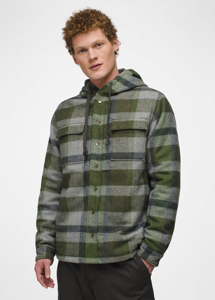Mens prAna Asgard Hooded Flannel - Ivy