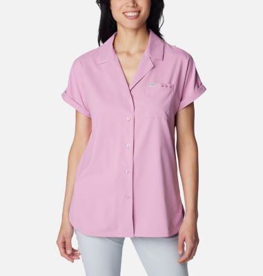 Columbia Women's PFG Sun Drifter Woven Short Sleeve Shirt - S -