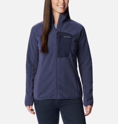 Columbia Women's Outdoor Tracks Full Zip Fleece Jacket - L - Blue