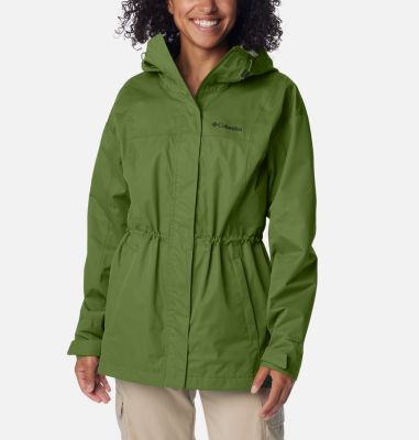 Columbia Women's Hikebound Long Rain Jacket - L - Green