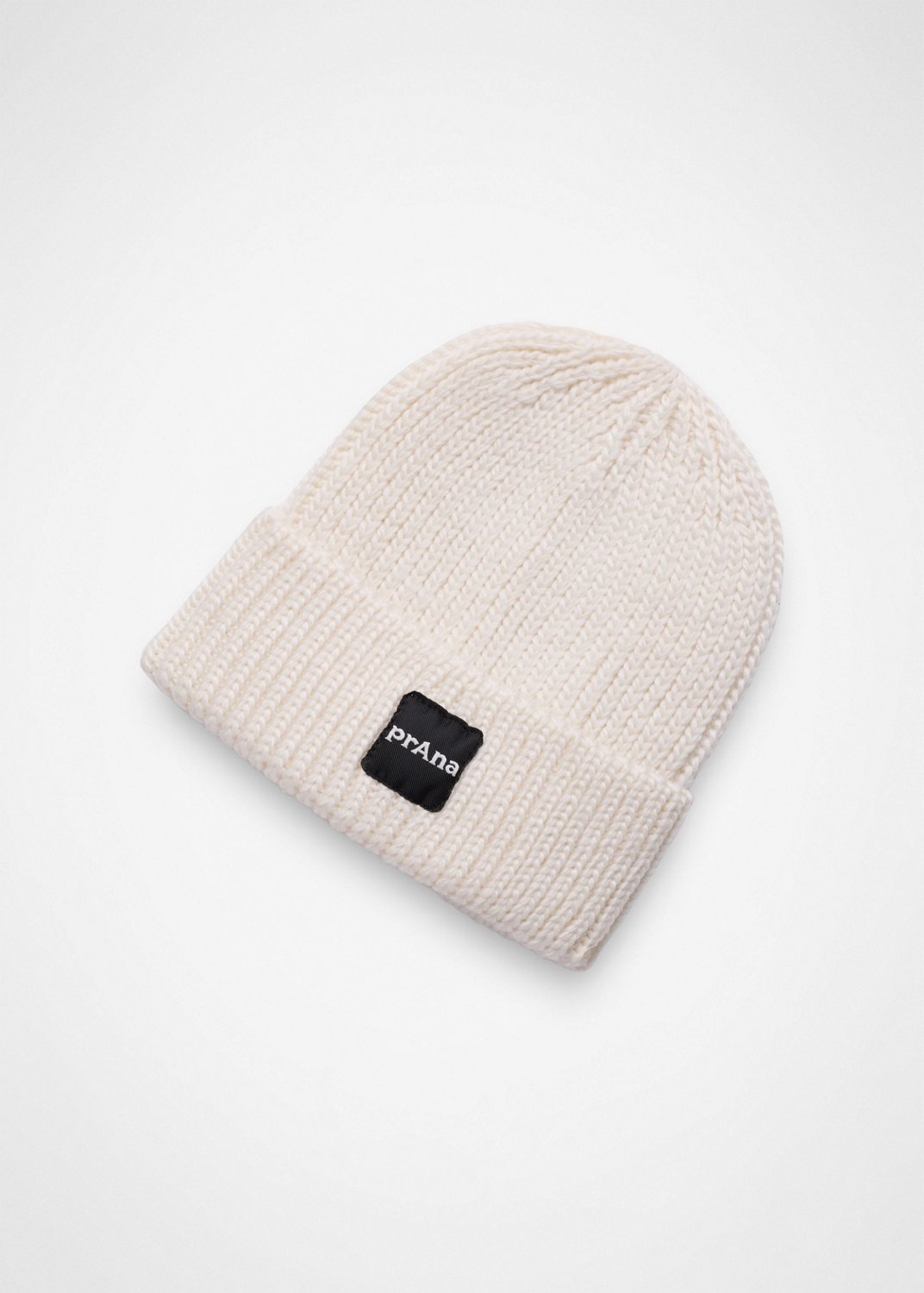 Gender Neutral prAna Logo Beanie - Soft White