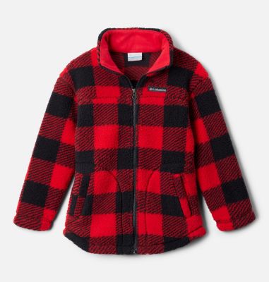 Columbia Girls' West Bend Full Zip Fleece Jacket - L - RedPlaid