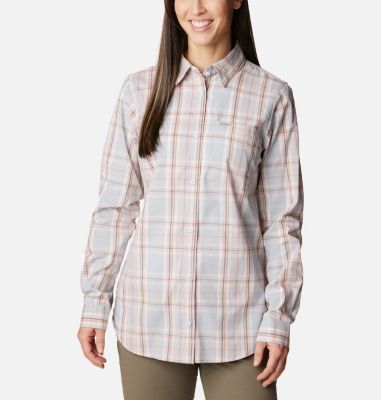 Columbia Women's Anytime Patterned Long Sleeve Shirt - L -