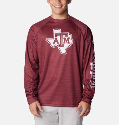 Columbia Men's Collegiate PFG Terminal Tackle  Heather Long Sleeve Shirt - Texas A&M-