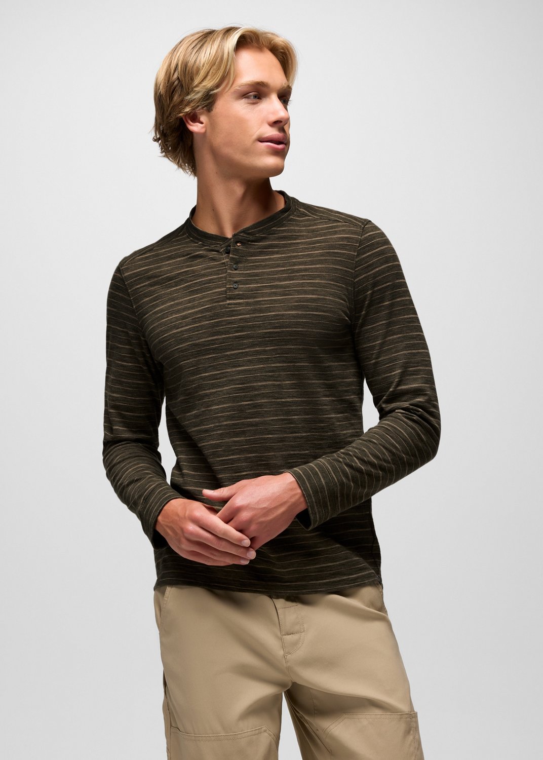 Mens prAna Ronnie Henley II - Nori Stripe