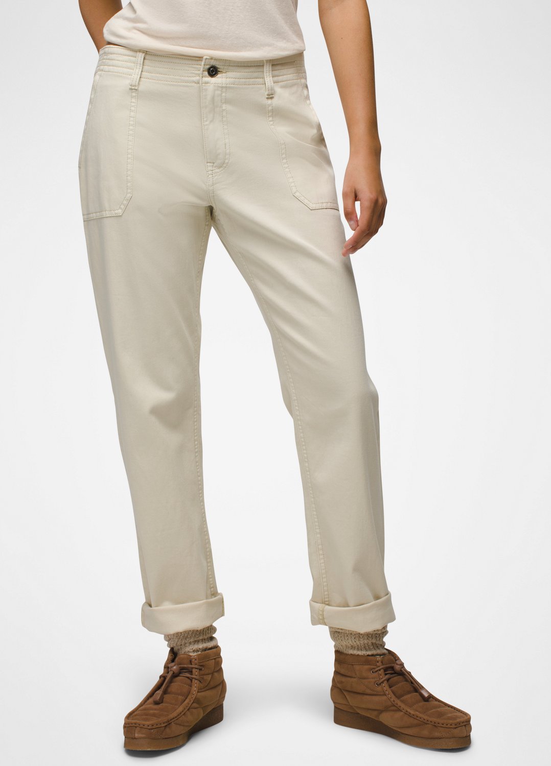 Womens prAna Sancho Boyfriend Pant - Chalk