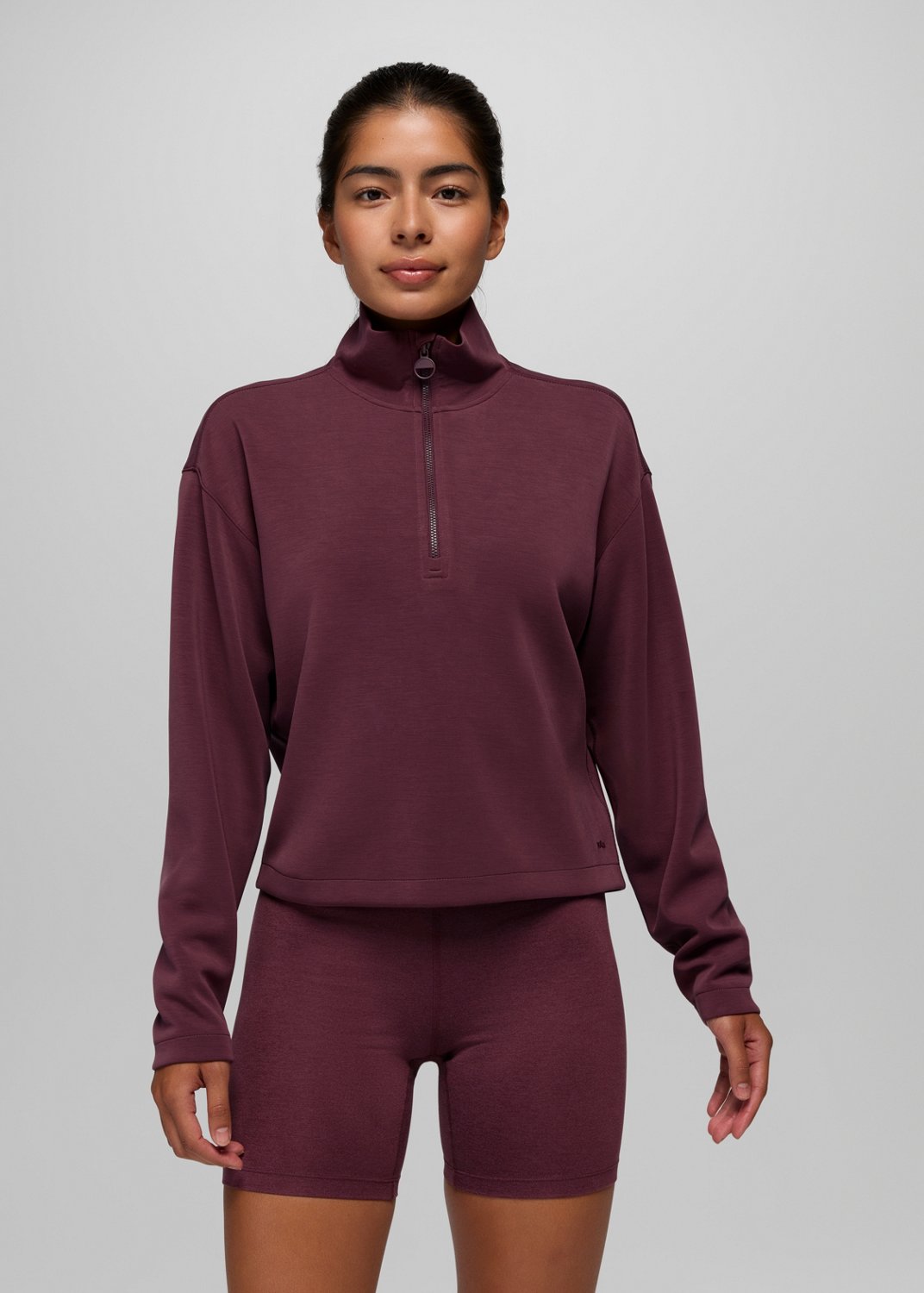 Womens prAna Shea Soft Half Zip - Deep Vino