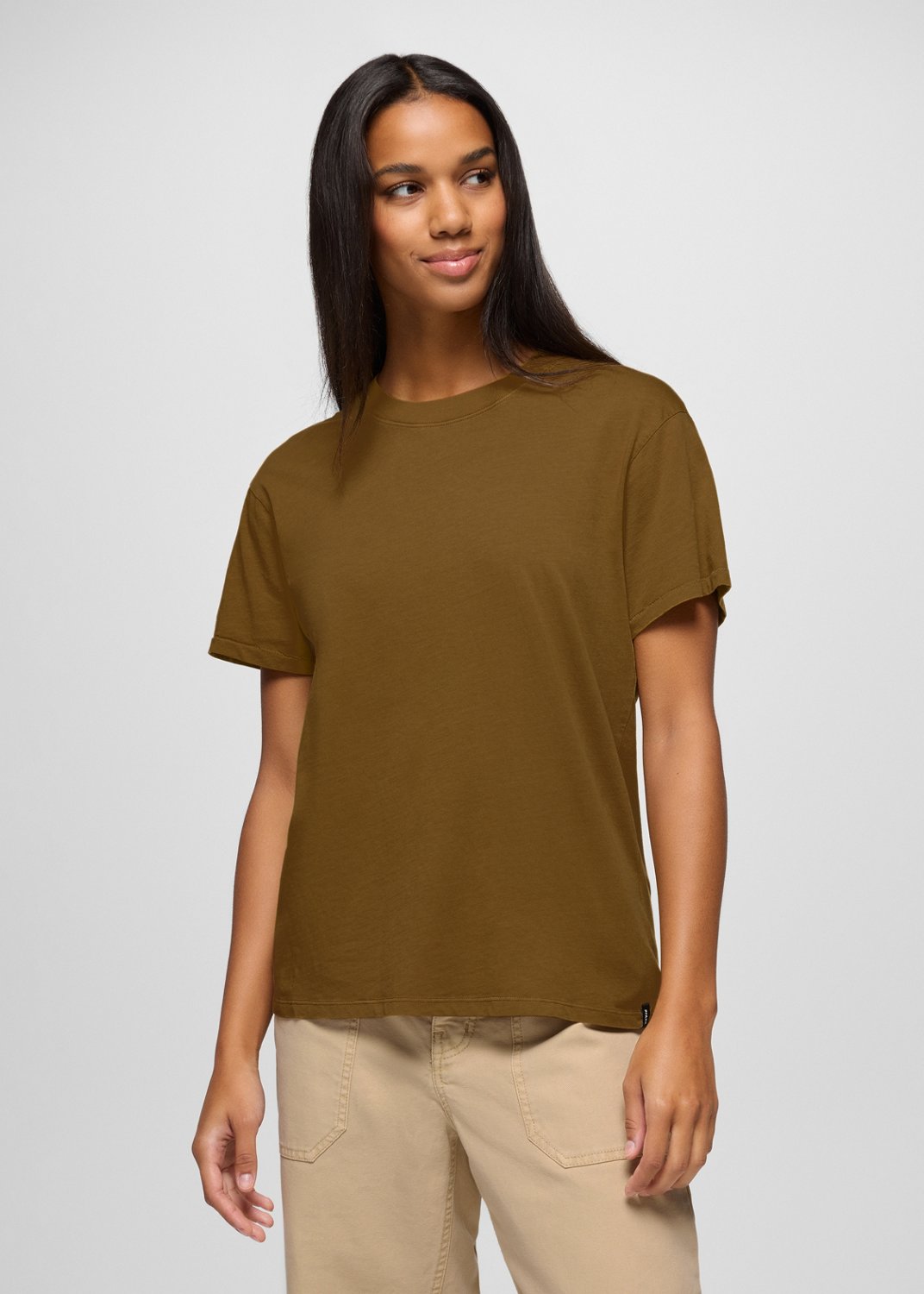Womens prAna Everyday Short Sleeve Tee - Retro Olive