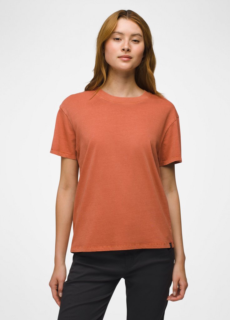 Womens prAna Everyday Short Sleeve Tee - Terracotta
