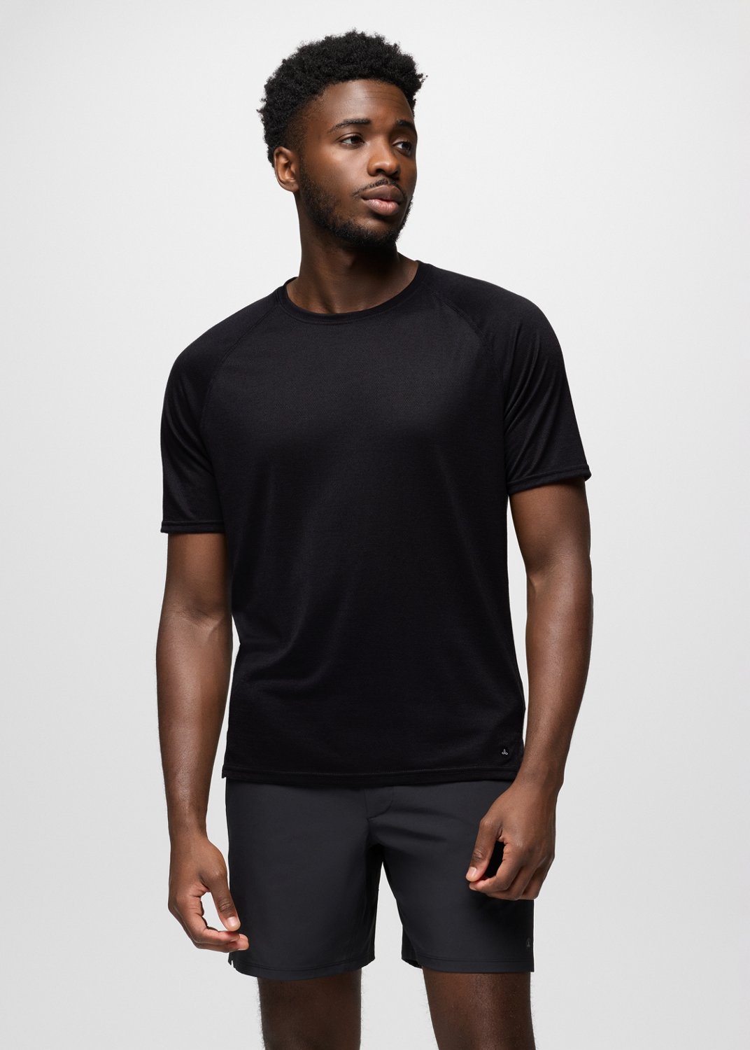 Mens prAna Natural Flow Short Sleeve Crew - Black