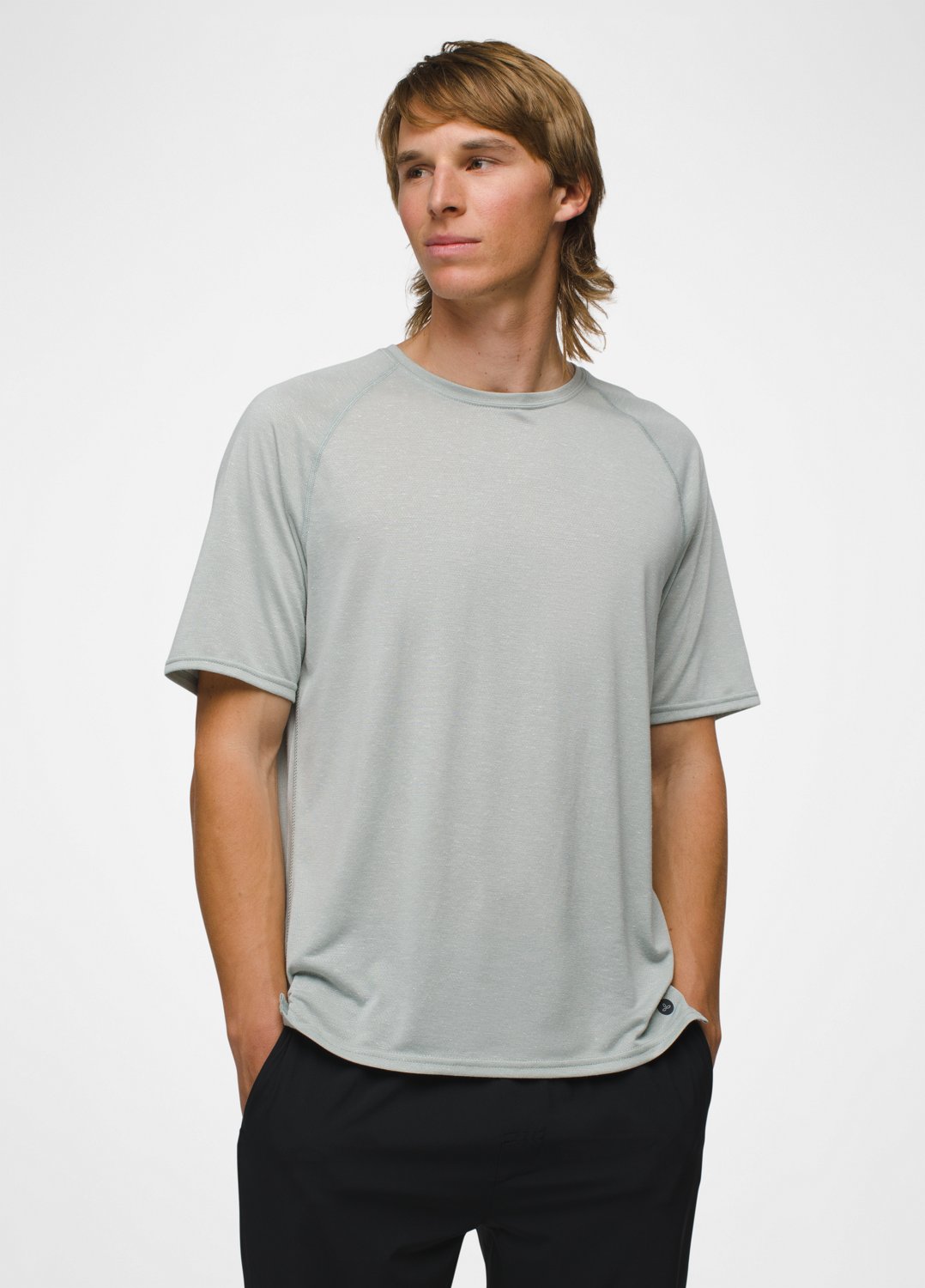 Mens prAna Natural Flow Short Sleeve Crew - Lunar