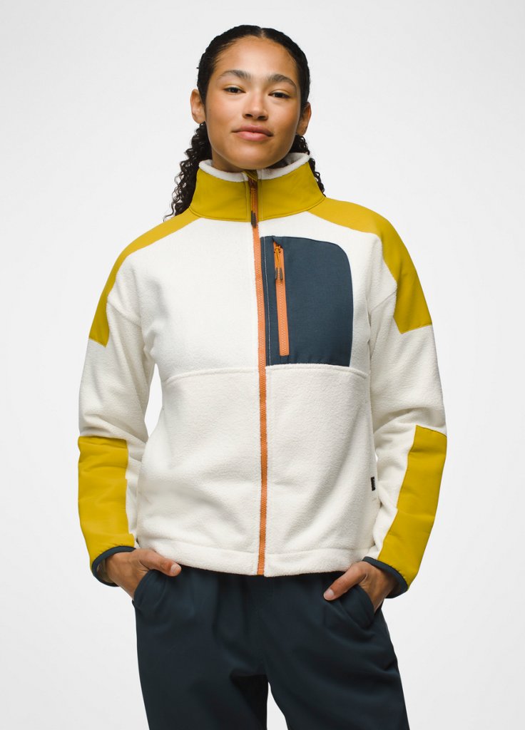 Womens prAna Peak Fleece Jacket - Canvas / Golden Leaf