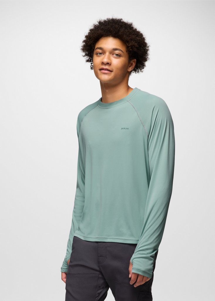Mens prAna Sol Shade Long Sleeve Crew - Saltwater