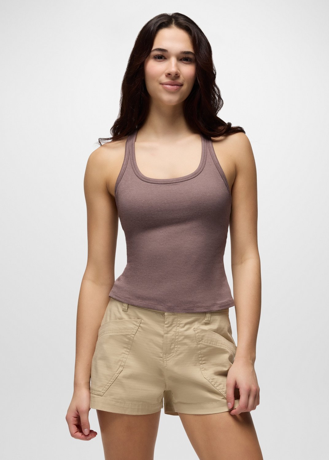 Womens prAna Heavana™ Racerback Tank - Carob Heather