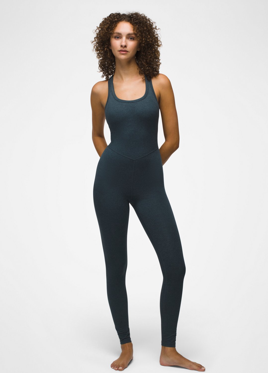 Womens prAna Heavana™ Racerback Unitard - Stormy Night Heather