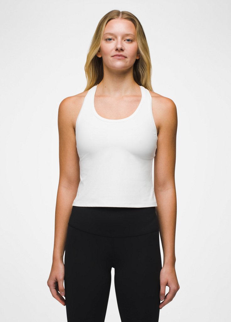Womens prAna Luxara™ Racerback Tank - Soft White