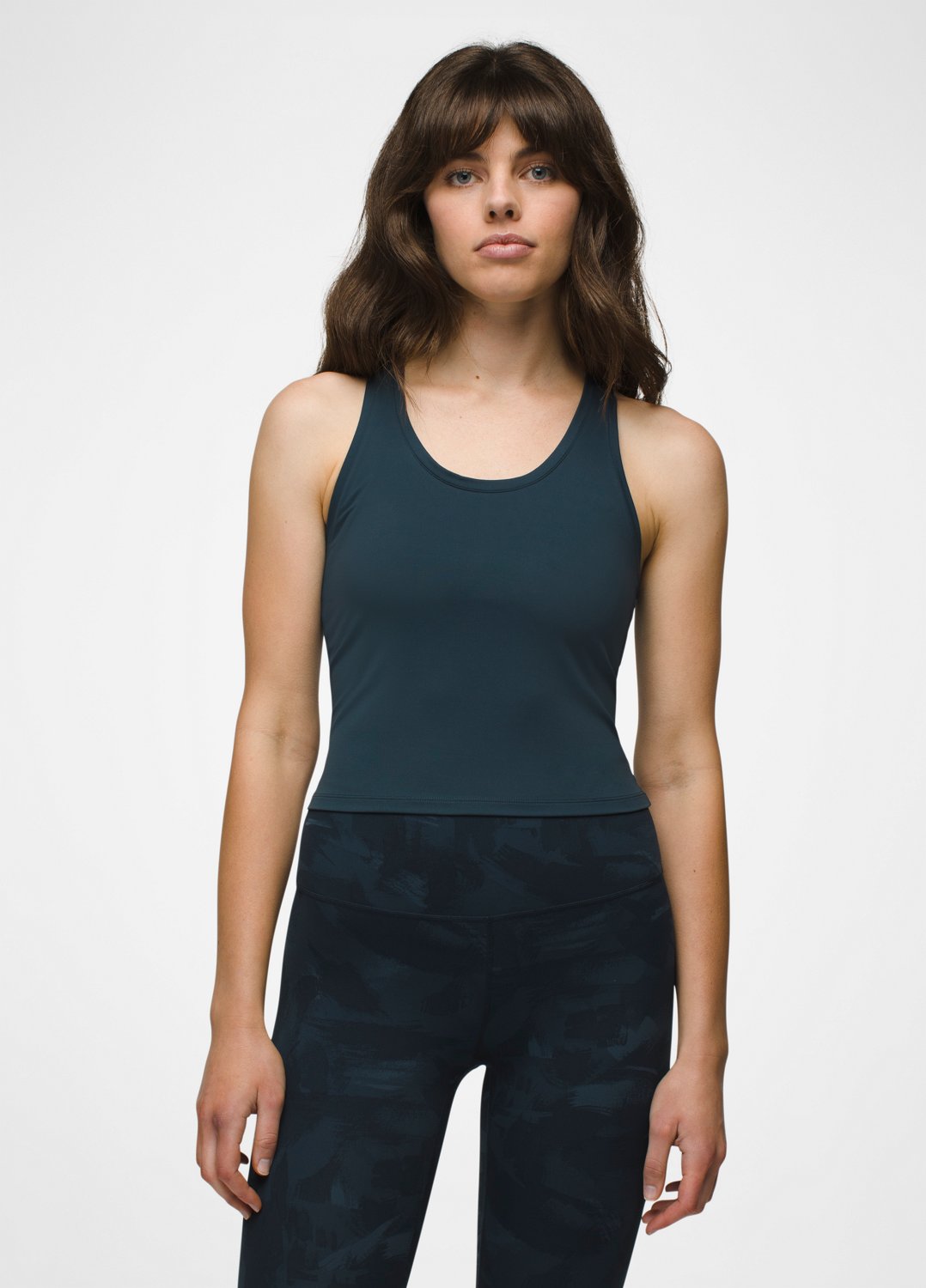 Womens prAna Luxara™ Racerback Tank - Stormy Night